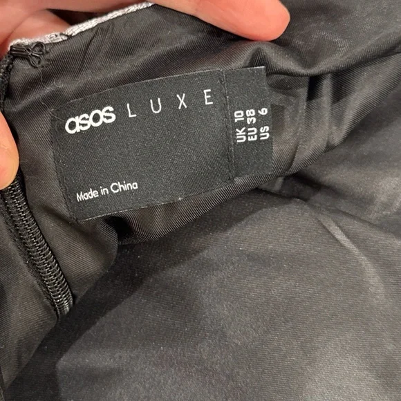 ASOS Black and Silver Floral Mini Dress - Picture 4 of 5